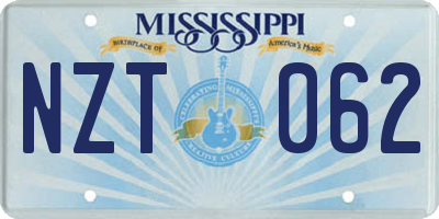 MS license plate NZT062