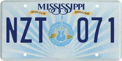 MS license plate NZT071