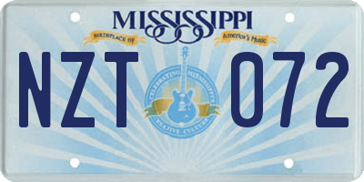 MS license plate NZT072