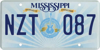 MS license plate NZT087