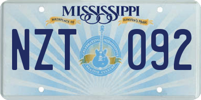 MS license plate NZT092