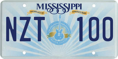MS license plate NZT100