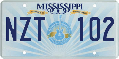 MS license plate NZT102
