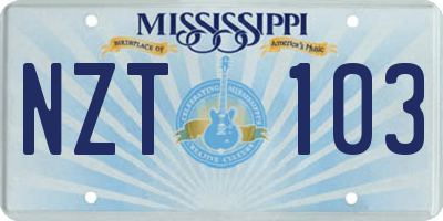 MS license plate NZT103