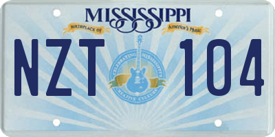 MS license plate NZT104