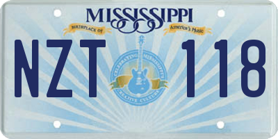 MS license plate NZT118