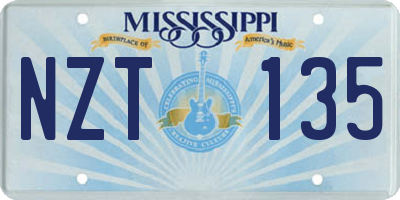 MS license plate NZT135