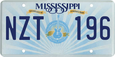 MS license plate NZT196