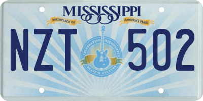 MS license plate NZT502