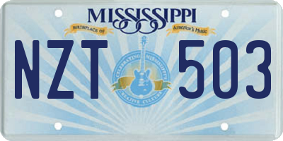 MS license plate NZT503