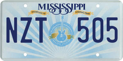 MS license plate NZT505