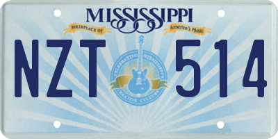 MS license plate NZT514