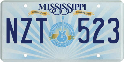 MS license plate NZT523