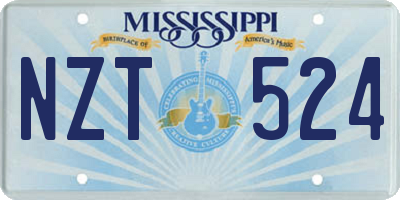 MS license plate NZT524