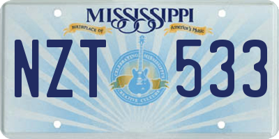 MS license plate NZT533