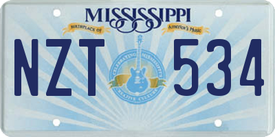 MS license plate NZT534