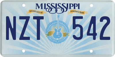 MS license plate NZT542