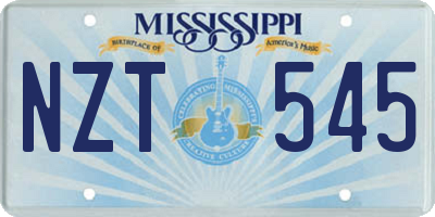 MS license plate NZT545