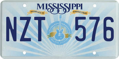 MS license plate NZT576