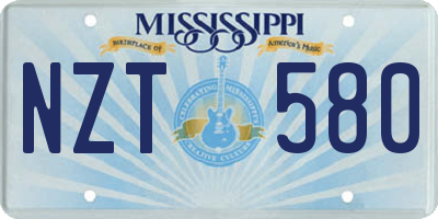 MS license plate NZT580