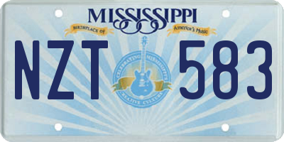 MS license plate NZT583