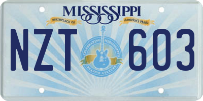 MS license plate NZT603