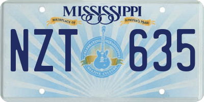 MS license plate NZT635