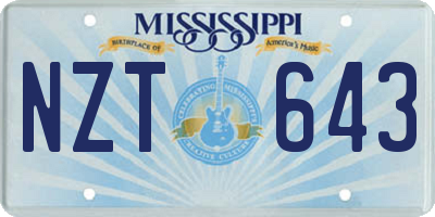 MS license plate NZT643