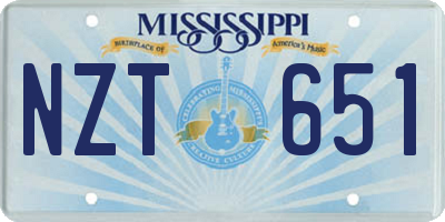MS license plate NZT651