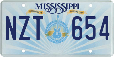 MS license plate NZT654