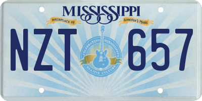 MS license plate NZT657