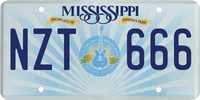 MS license plate NZT666