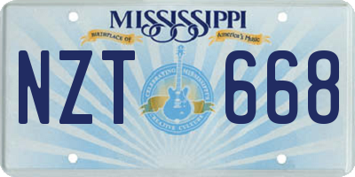 MS license plate NZT668