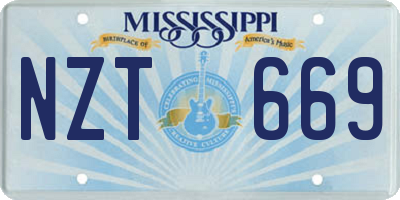 MS license plate NZT669