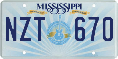 MS license plate NZT670