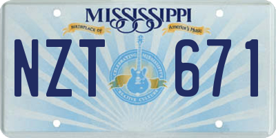 MS license plate NZT671