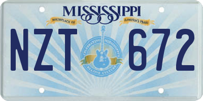 MS license plate NZT672