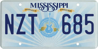 MS license plate NZT685