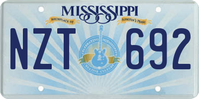 MS license plate NZT692