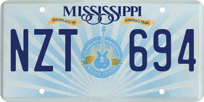 MS license plate NZT694