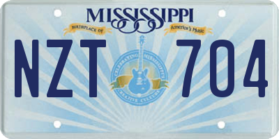 MS license plate NZT704