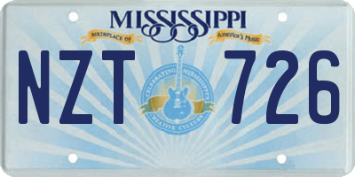 MS license plate NZT726