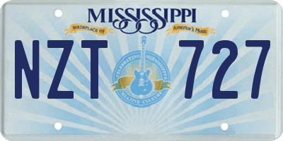 MS license plate NZT727