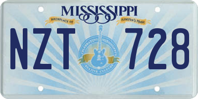 MS license plate NZT728