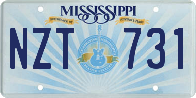 MS license plate NZT731