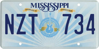 MS license plate NZT734