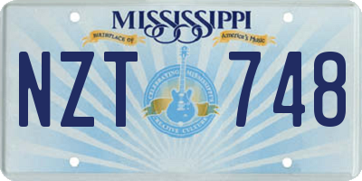 MS license plate NZT748