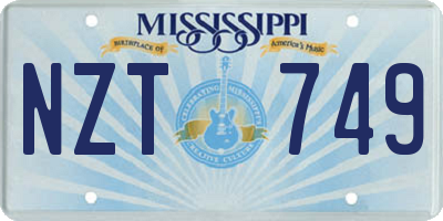 MS license plate NZT749