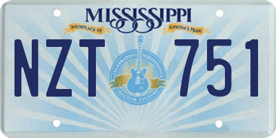 MS license plate NZT751