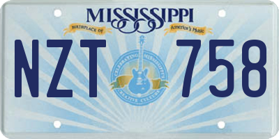 MS license plate NZT758